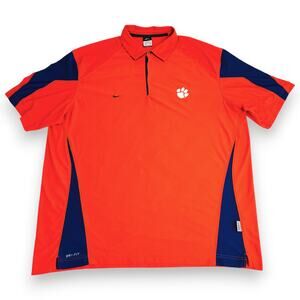 Clemson Tigers XXL Polo Shirt Nike On Field Dri Fit 100% Polyester Orange Purple